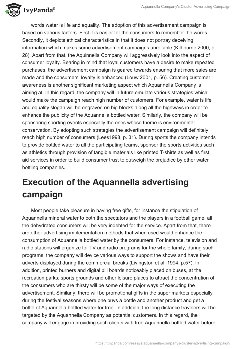 Aquannella Company's Cluster Advertising Campaign. Page 2
