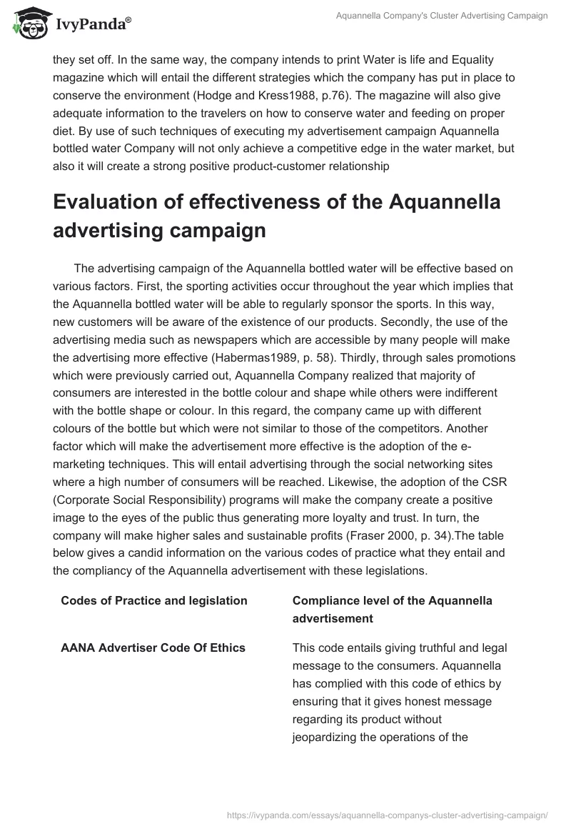 Aquannella Company's Cluster Advertising Campaign. Page 3