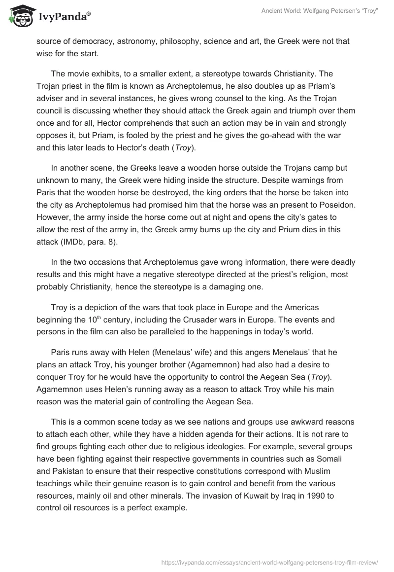 Ancient World: Wolfgang Petersen’s “Troy”. Page 3