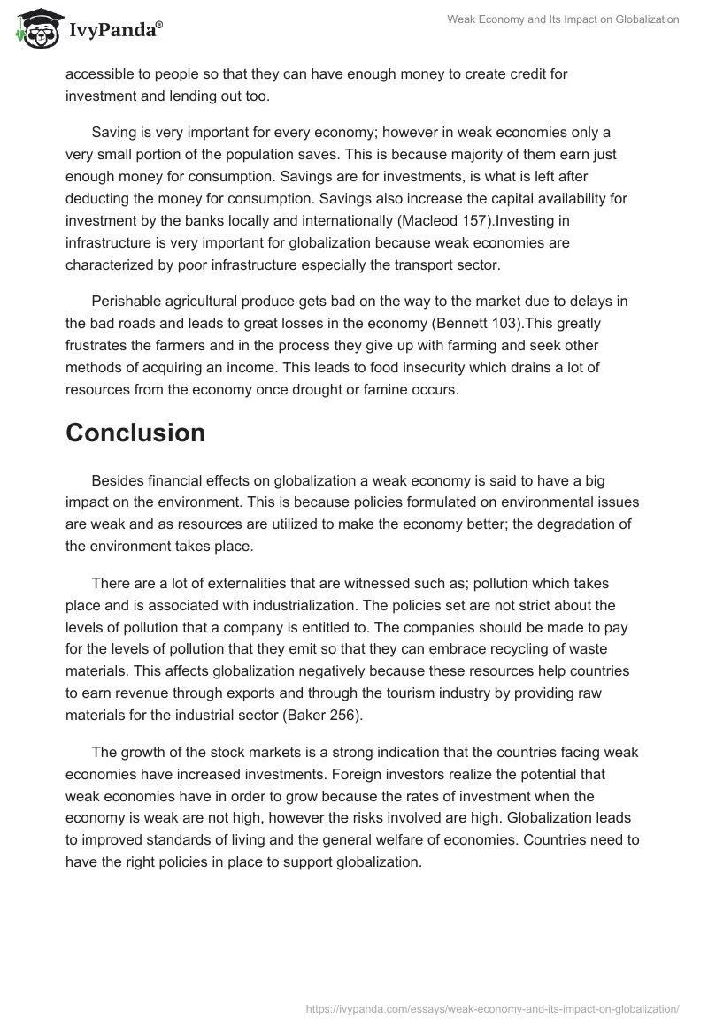 Weak Economy and Its Impact on Globalization. Page 3