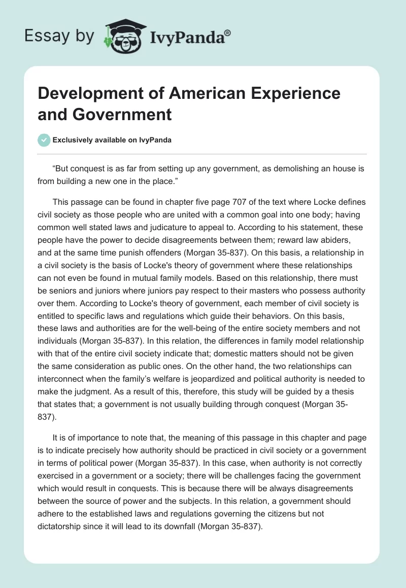 Development of American Experience and Government. Page 1