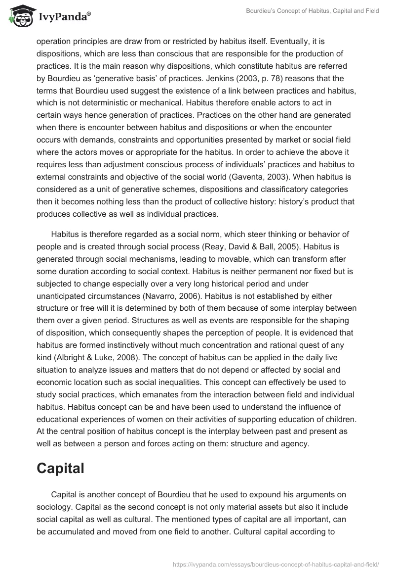 Bourdieu’s Concept of Habitus, Capital and Field. Page 3