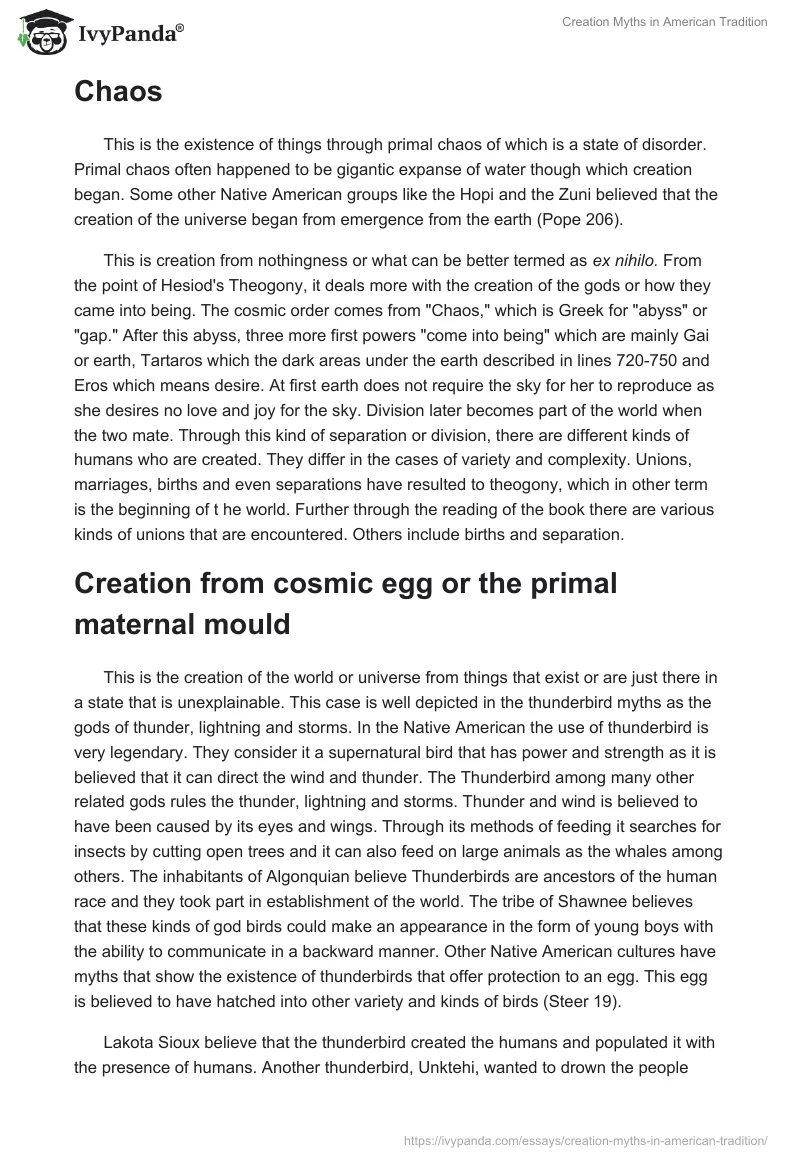 Creation Myths in American Tradition. Page 2