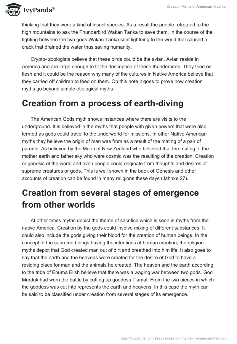 Creation Myths in American Tradition. Page 3