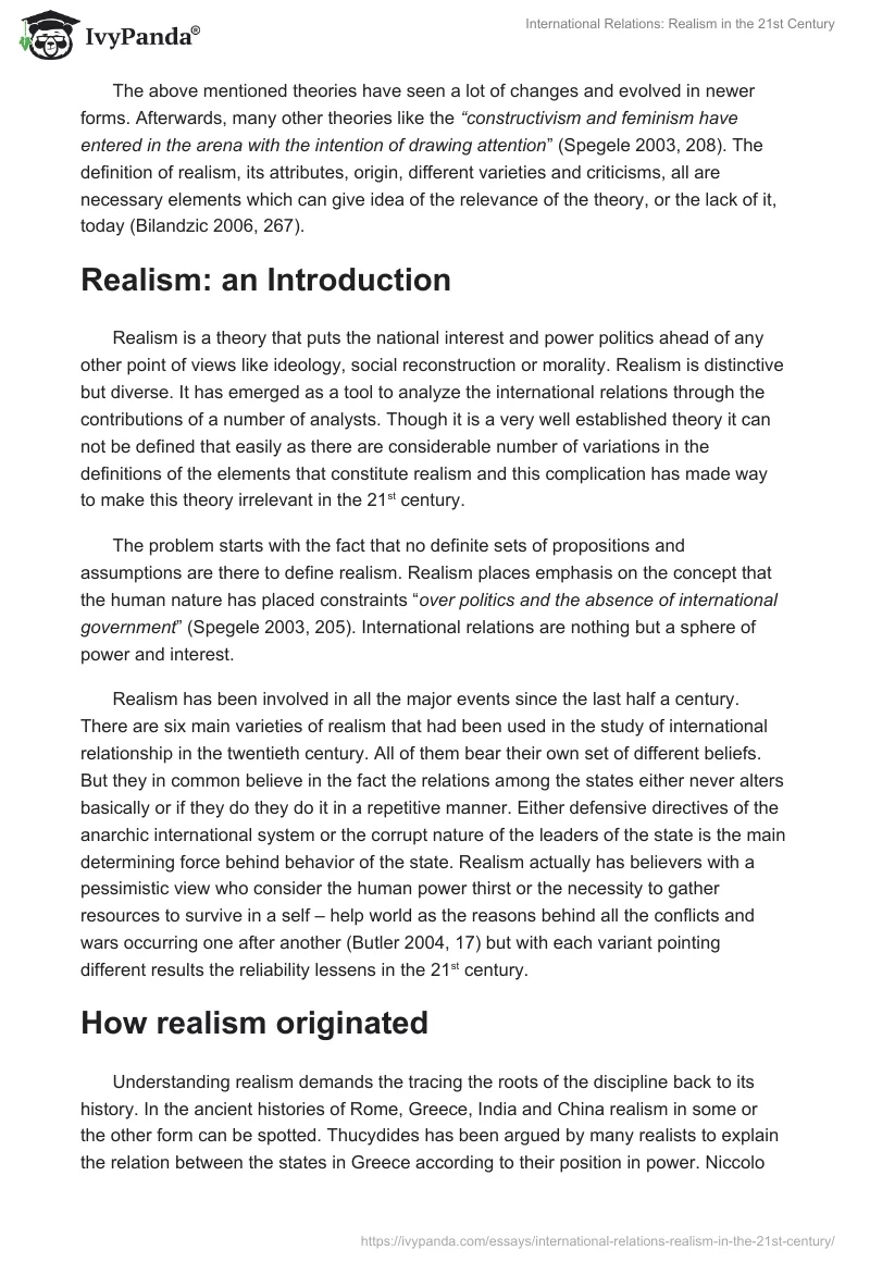 International Relations: Realism in the 21st Century. Page 2