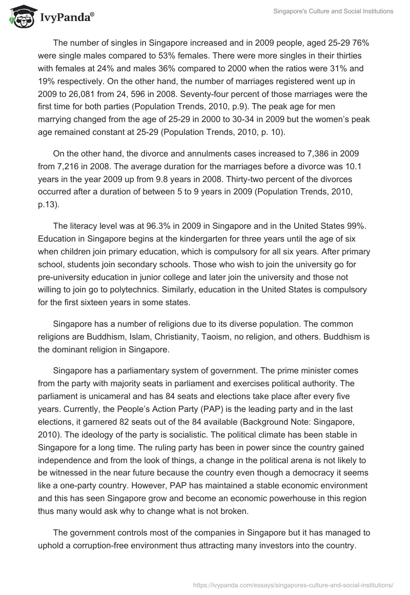 Singapore's Culture and Social Institutions. Page 2