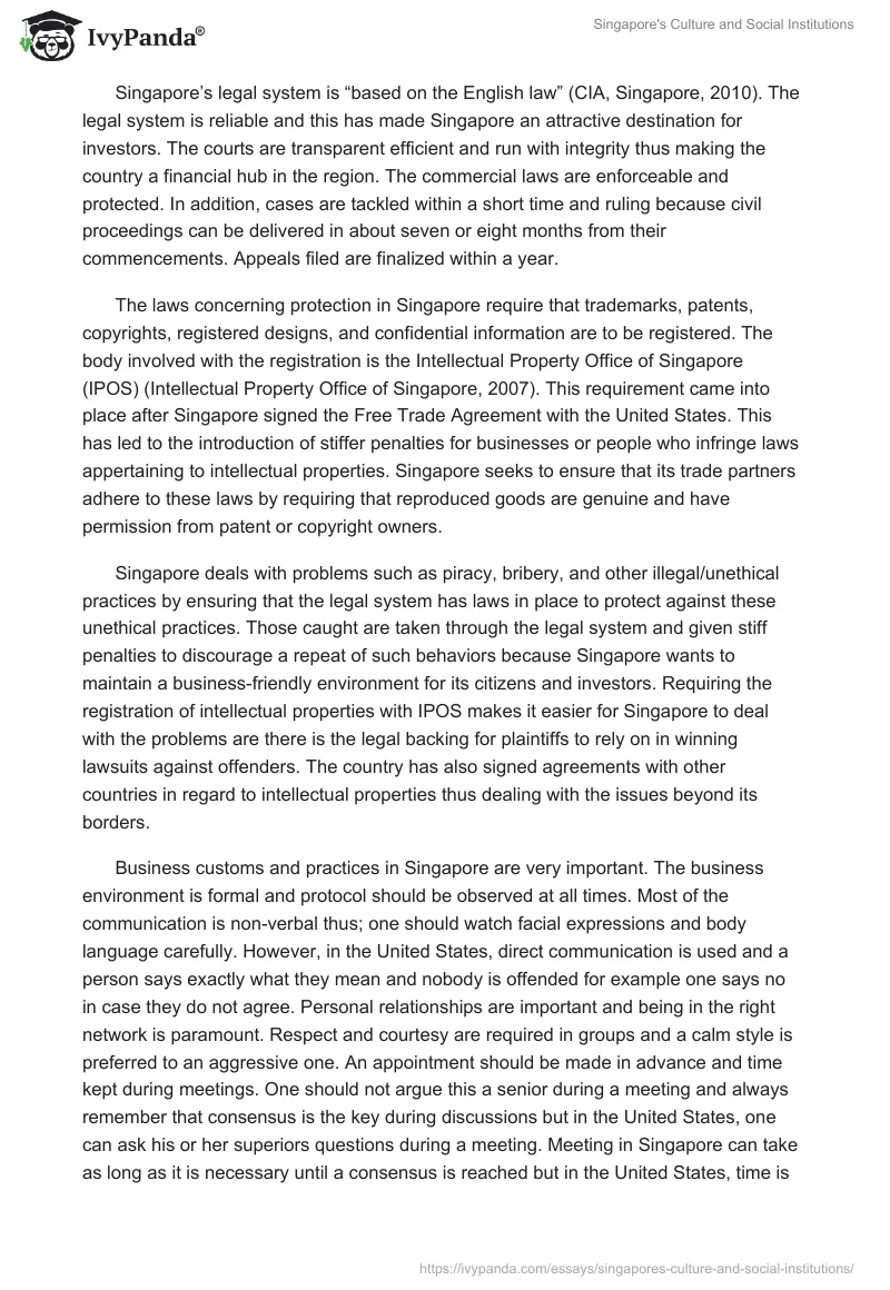 Singapore's Culture and Social Institutions. Page 3