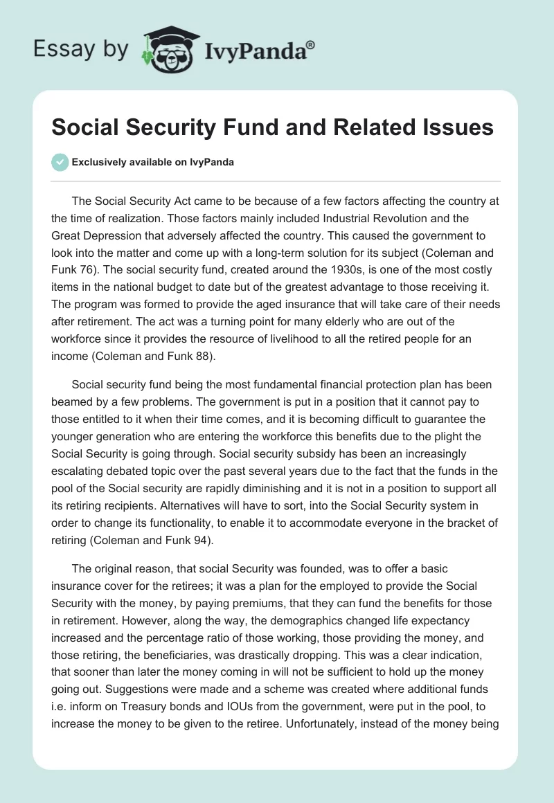Social Security Fund and Related Issues. Page 1