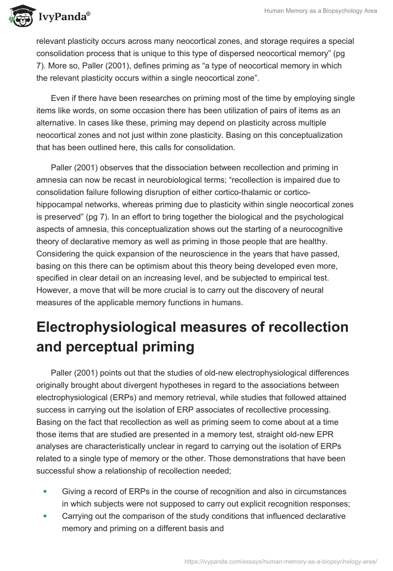 Human Memory as a Biopsychology Area. Page 5