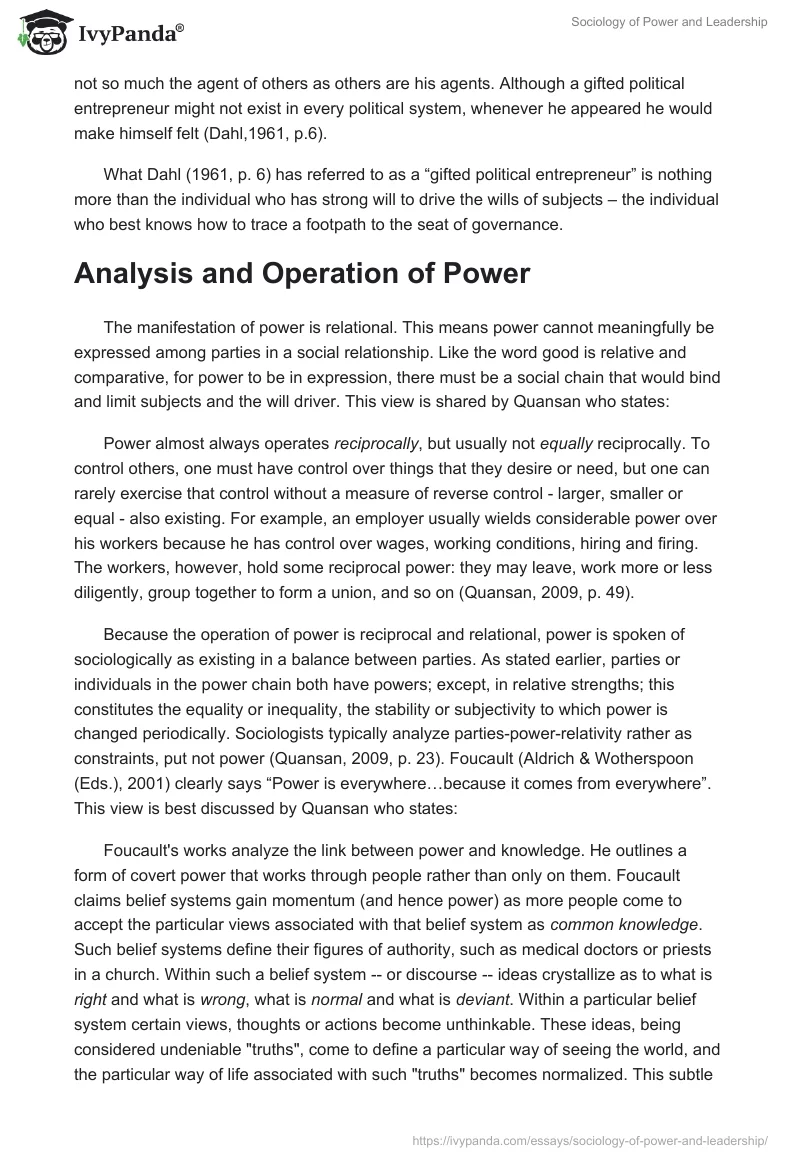 Sociology of Power and Leadership. Page 3