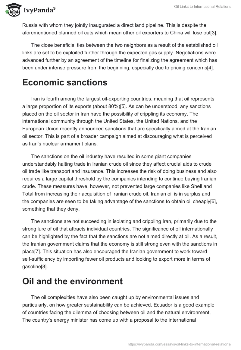 Oil Links to International Relations. Page 2