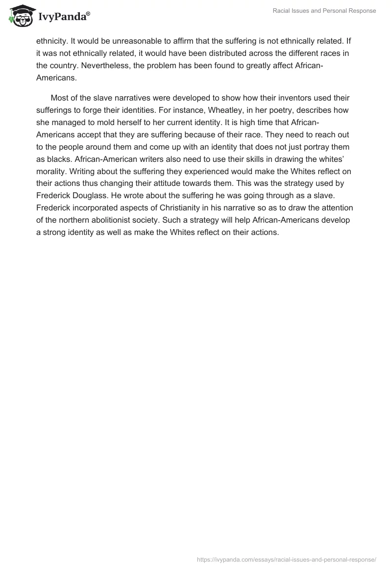 Racial Issues and Personal Response. Page 2