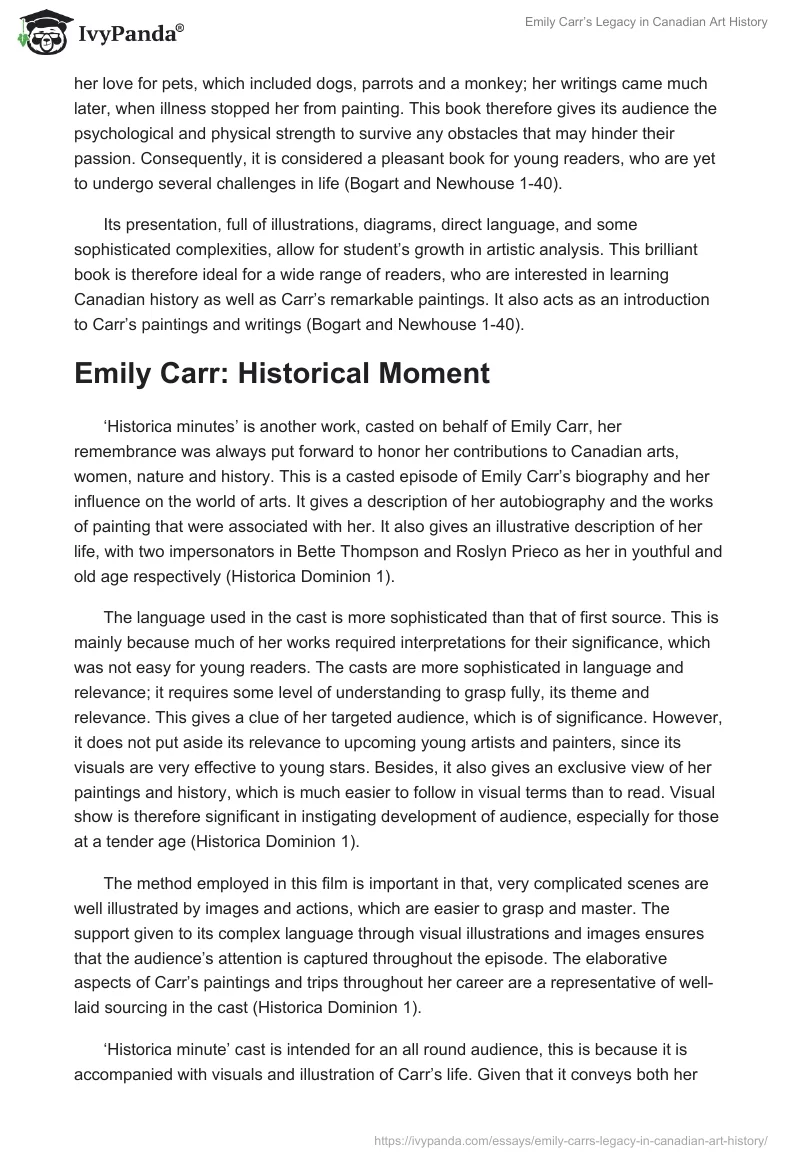 Emily Carr’s Legacy in Canadian Art History. Page 3