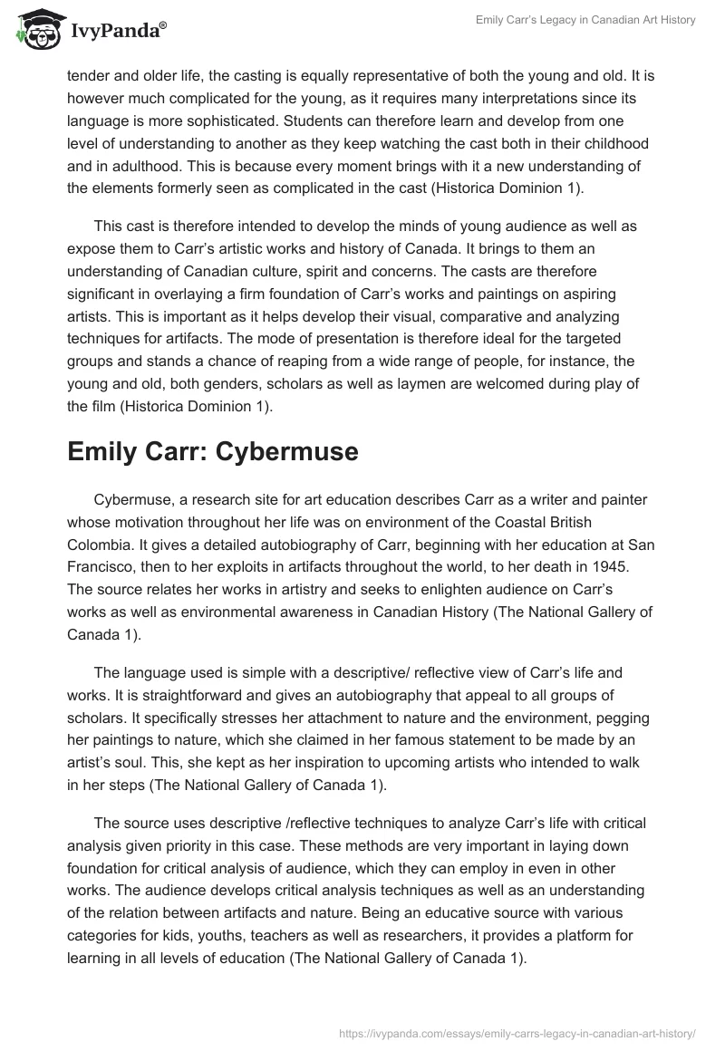 Emily Carr’s Legacy in Canadian Art History. Page 4