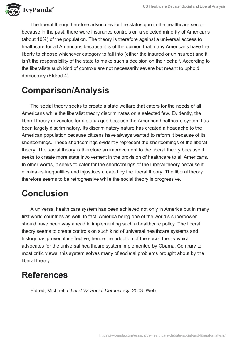 US Healthcare Debate: Social and Liberal Analysis. Page 3