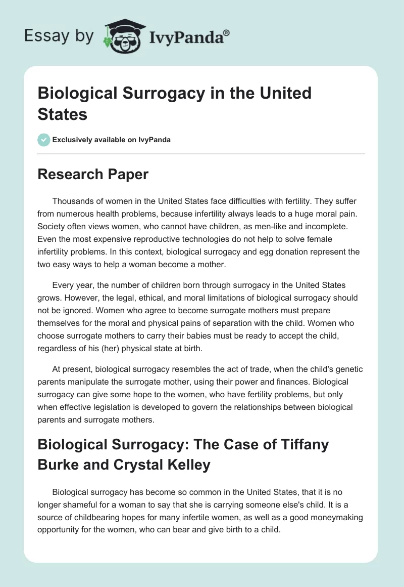 Biological Surrogacy in the United States. Page 1