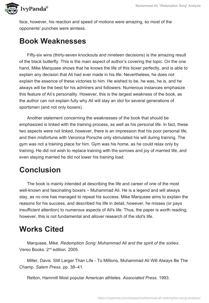 Muhammad Ali: “Redemption Song” Analysis. Page 4