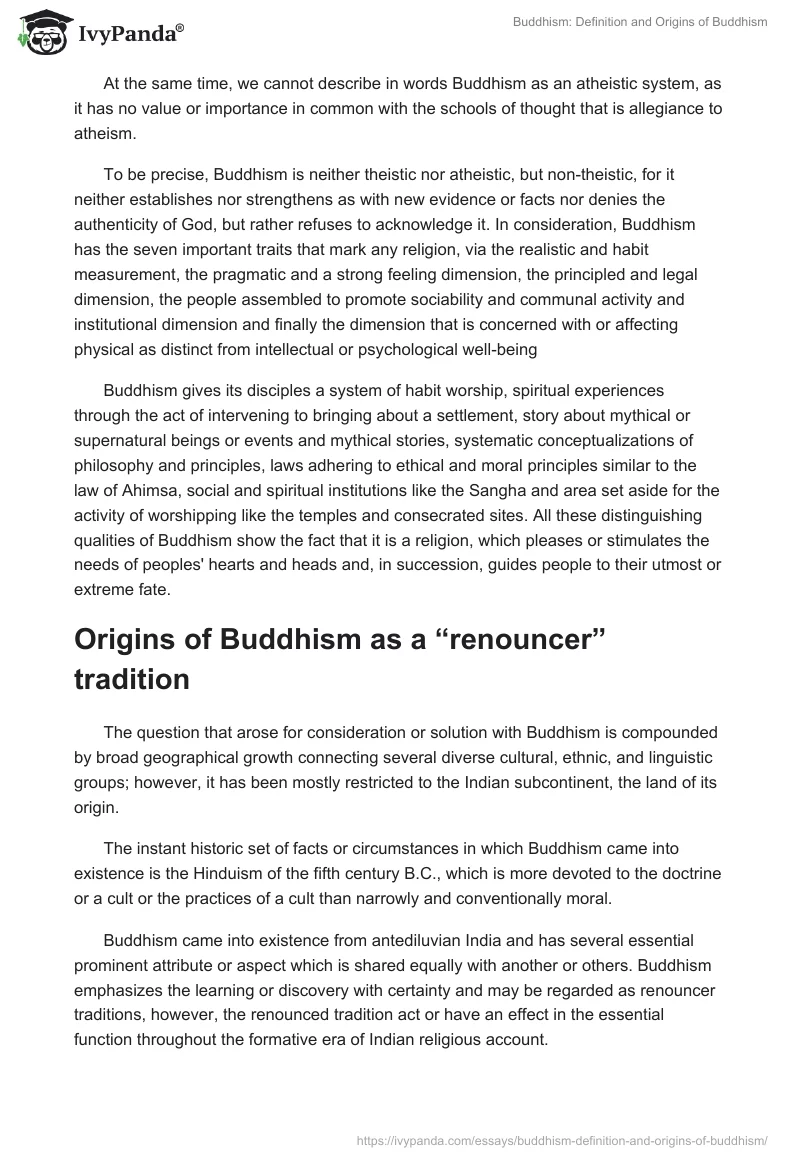 Buddhism: Definition and Origins of Buddhism. Page 2