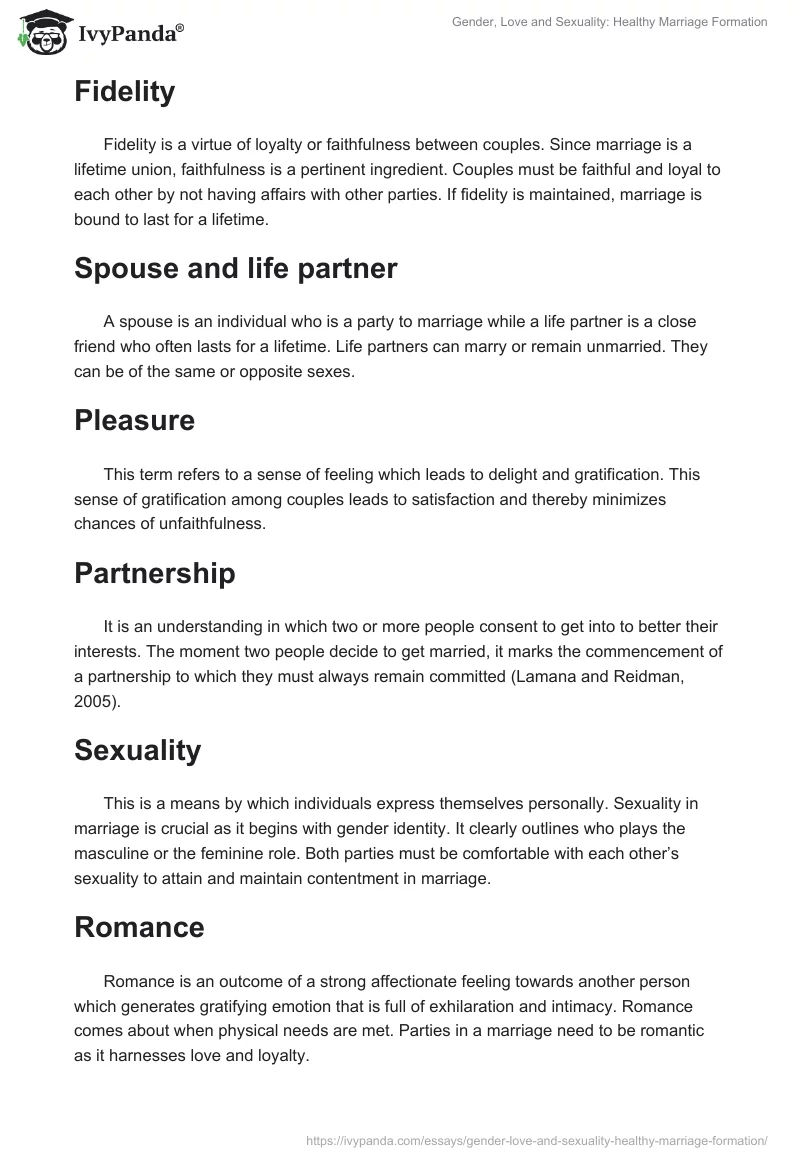 Gender, Love and Sexuality: Healthy Marriage Formation. Page 2