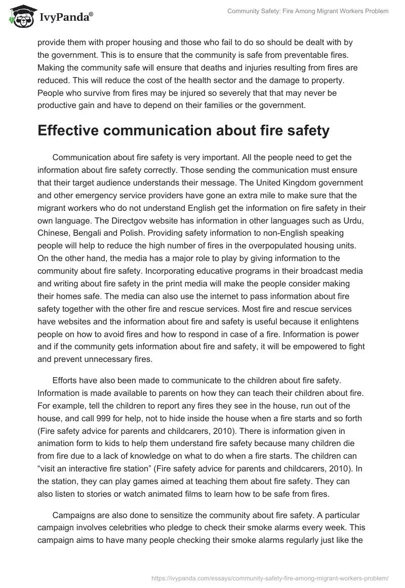 Community Safety: Fire Among Migrant Workers Problem. Page 5