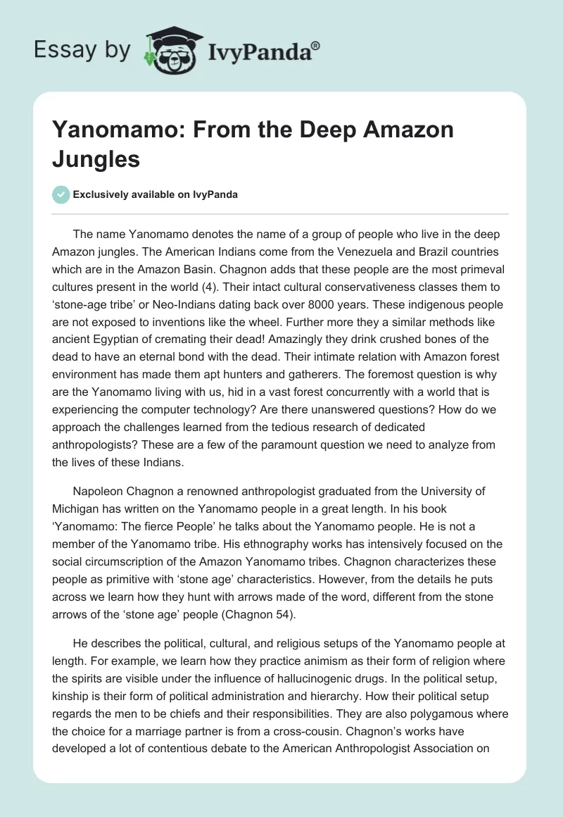 Yanomamo: From the Deep Amazon Jungles. Page 1