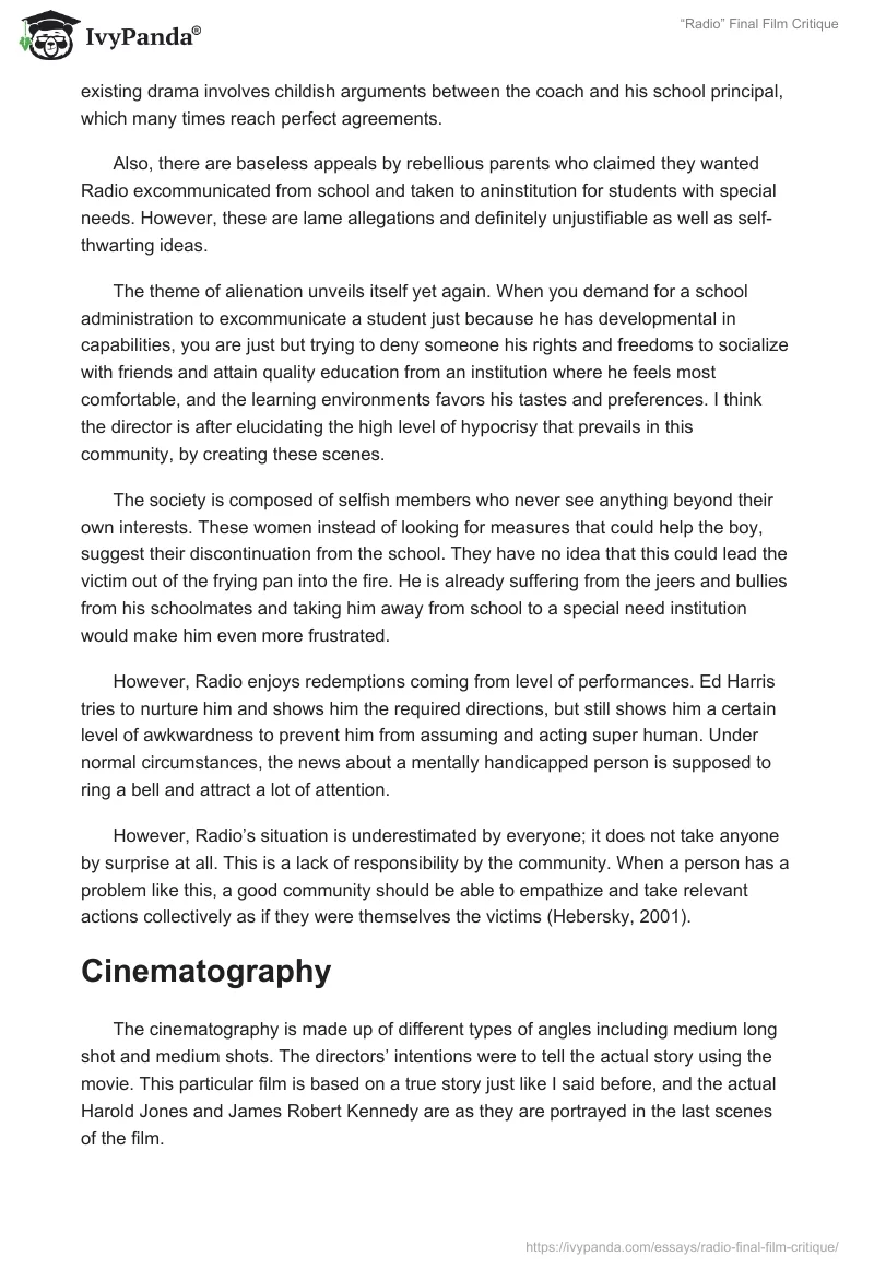 “Radio” Final Film Critique. Page 3