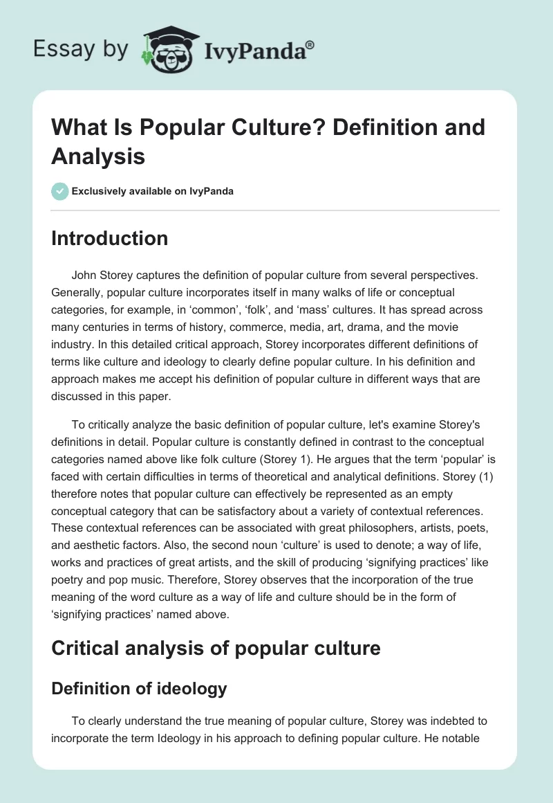  What Is Popular Culture Definition And Analysis 1399 Words 