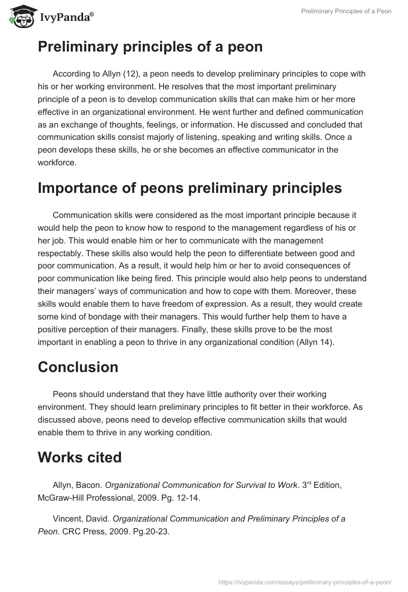 Preliminary Principles of a Peon. Page 2