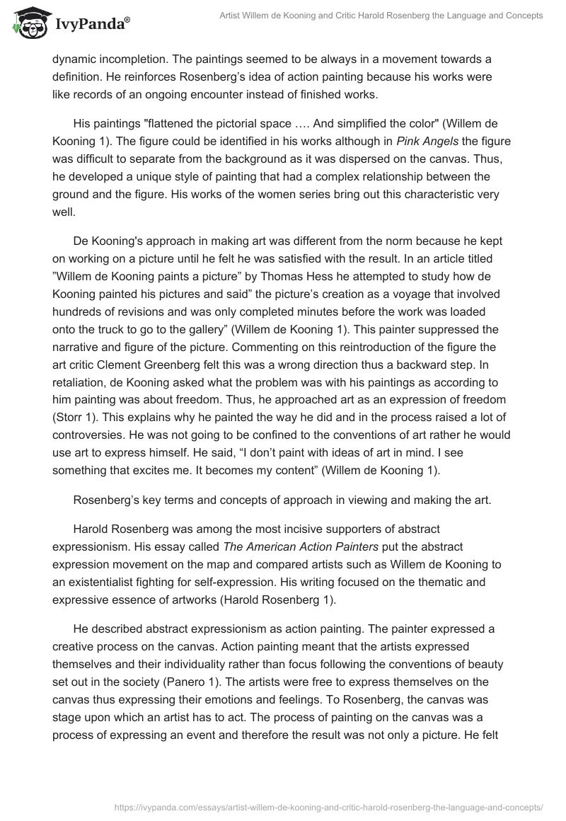 Artist Willem de Kooning and Critic Harold Rosenberg the Language and Concepts. Page 2