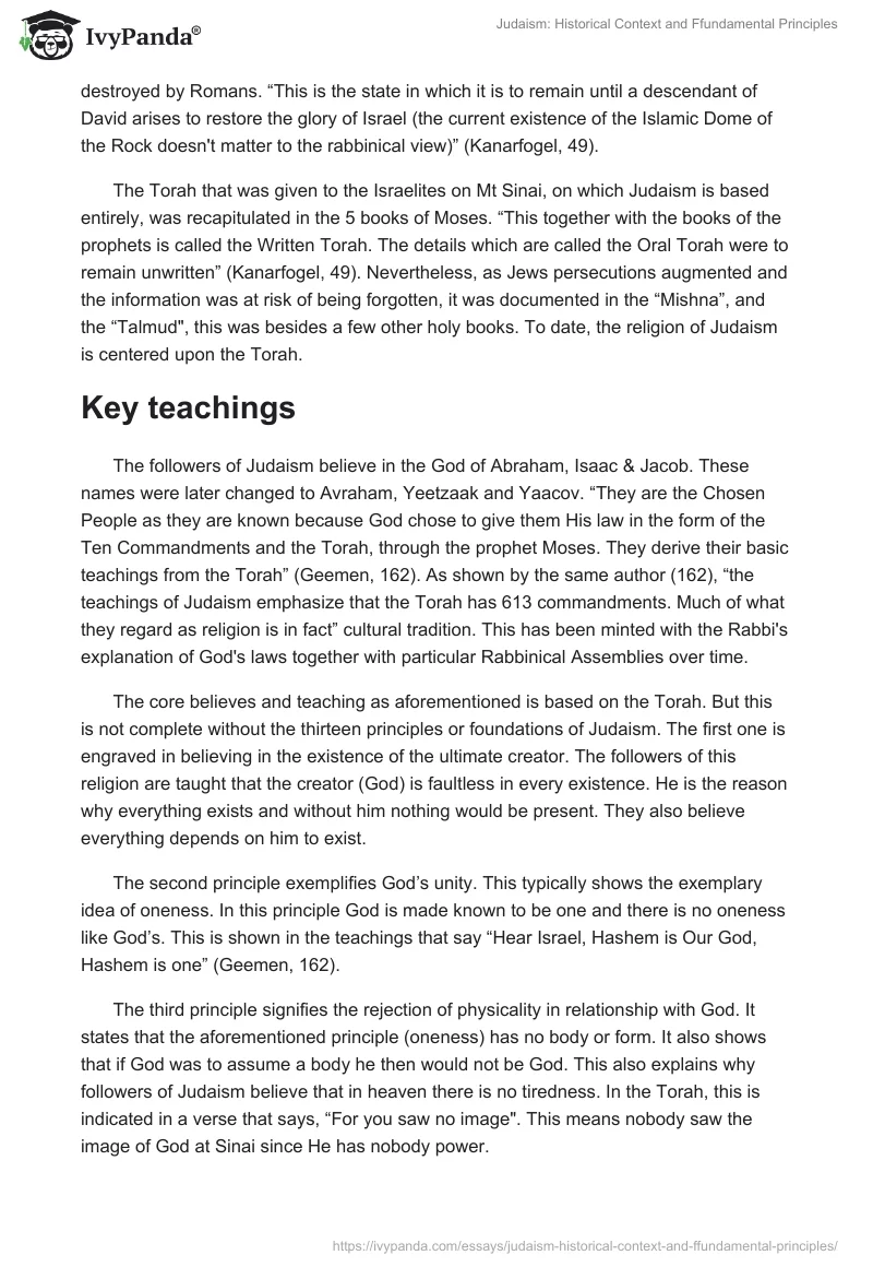 Judaism: Historical Context and Ffundamental Principles. Page 3