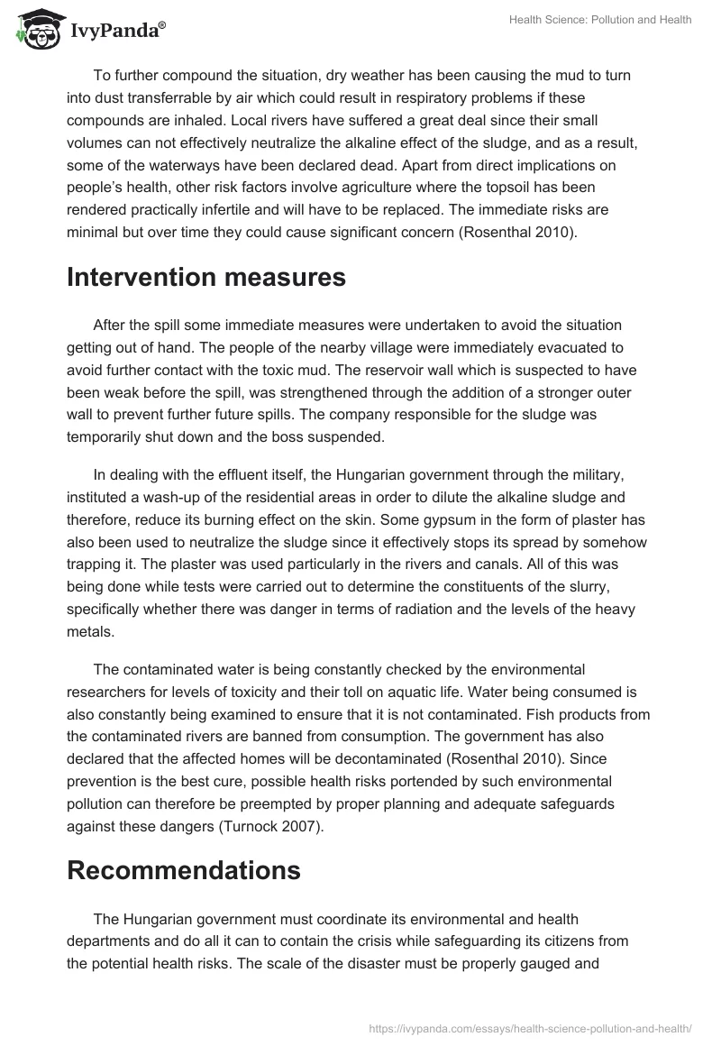 Health Science: Pollution and Health. Page 2