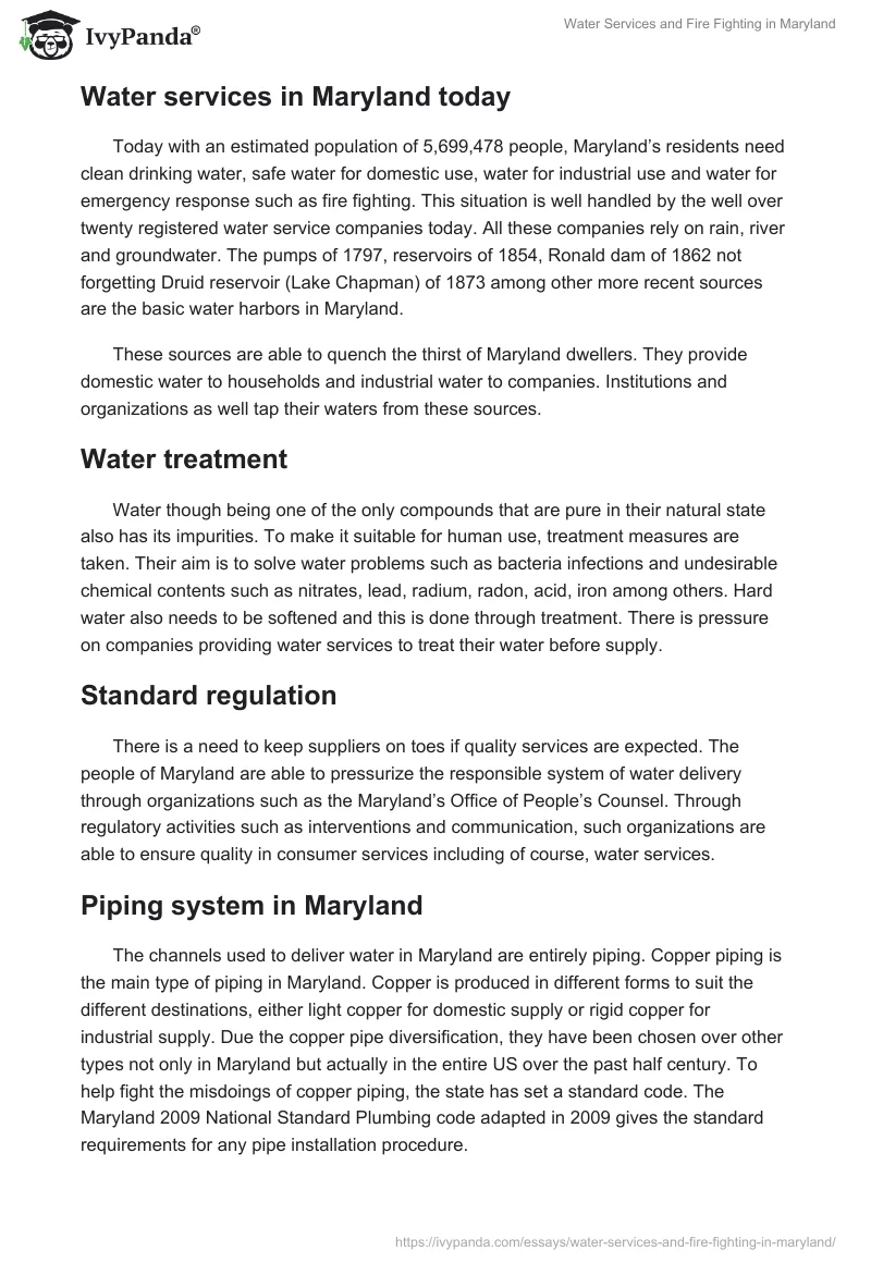 Water Services and Fire Fighting in Maryland. Page 2