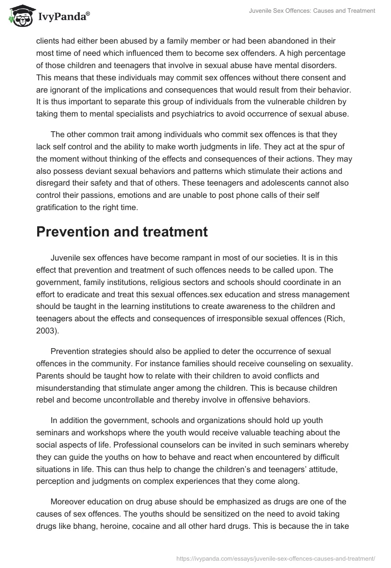 Juvenile Sex Offences: Causes and Treatment. Page 3