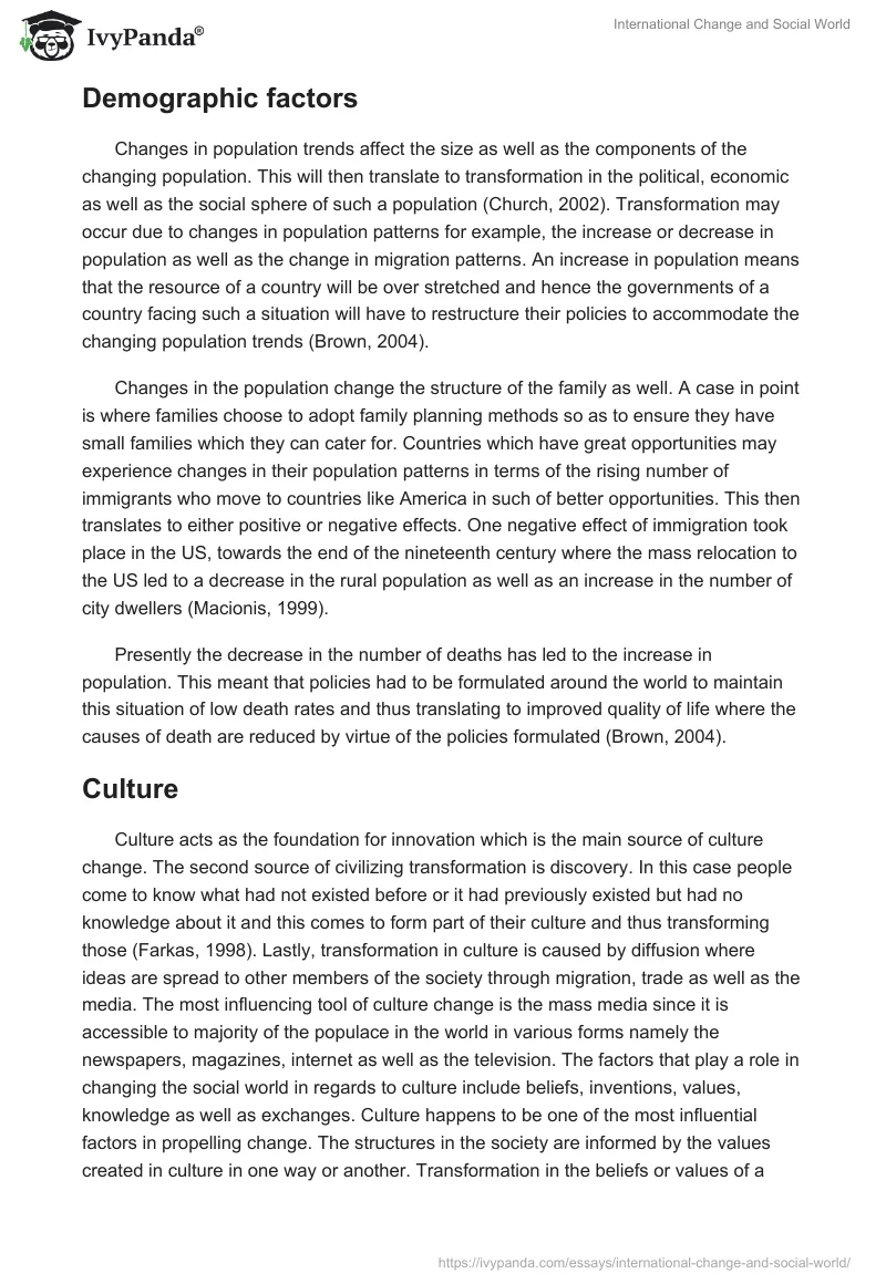 International Change and Social World. Page 2