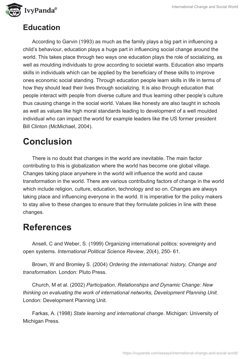 International Change and Social World. Page 5