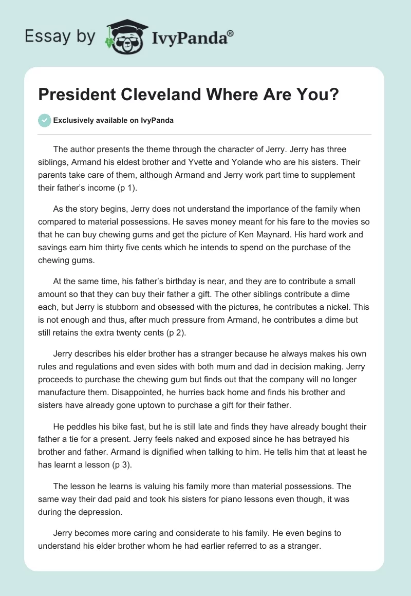 President Cleveland Where Are You?. Page 1