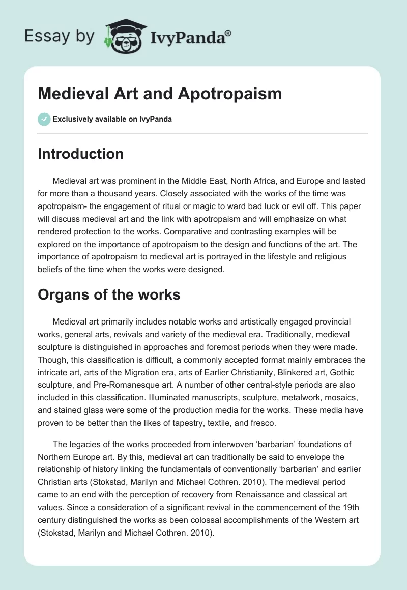 Medieval Art and Apotropaism. Page 1