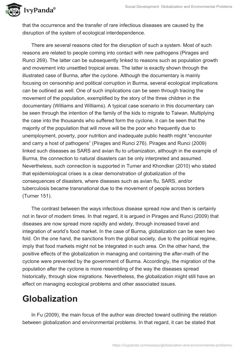 Social Development: Globalization and Environmental Problems. Page 2