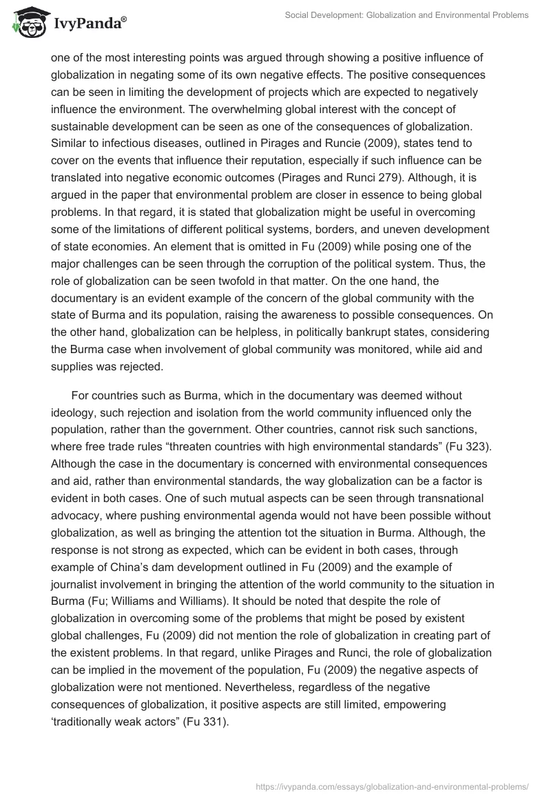 Social Development: Globalization and Environmental Problems. Page 3