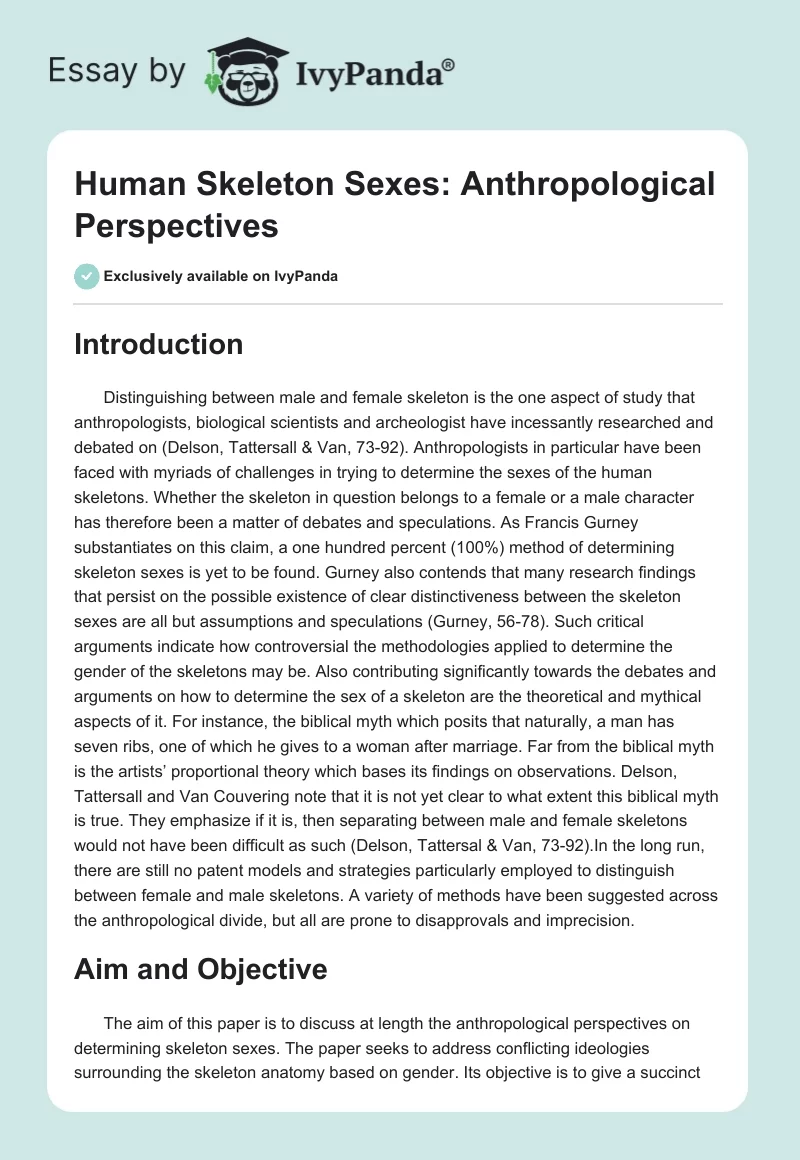 Human Skeleton Sexes: Anthropological Perspectives. Page 1