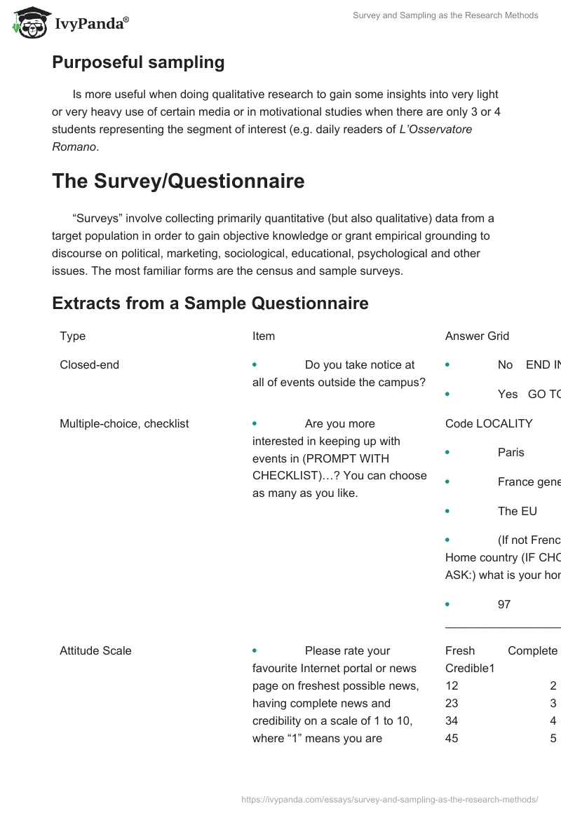 Survey and Sampling as the Research Methods. Page 2