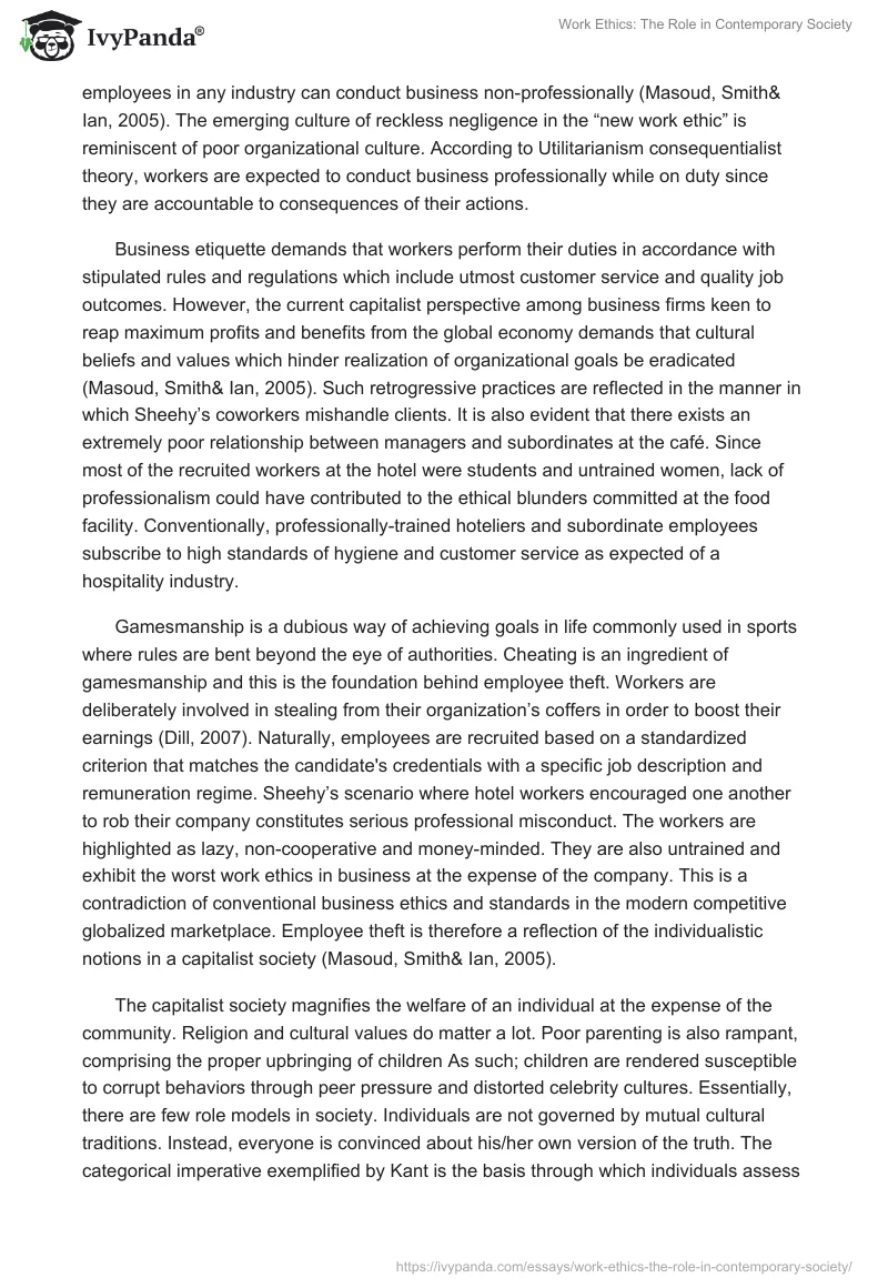 Work Ethics: The Role in Contemporary Society. Page 3