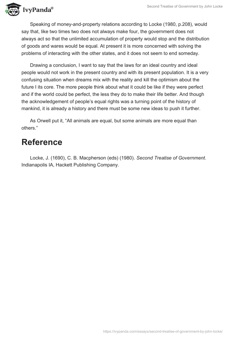 "Second Treatise of Government" by John Locke. Page 4