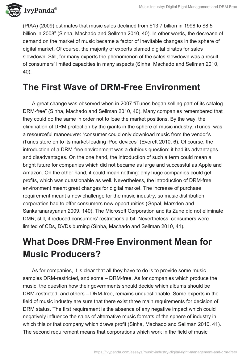 Music Industry: Digital Right Management and DRM-Free. Page 2