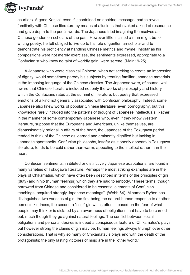 Tokugawa Period: Confucianism as an Integral Part or the Culture. Page 3