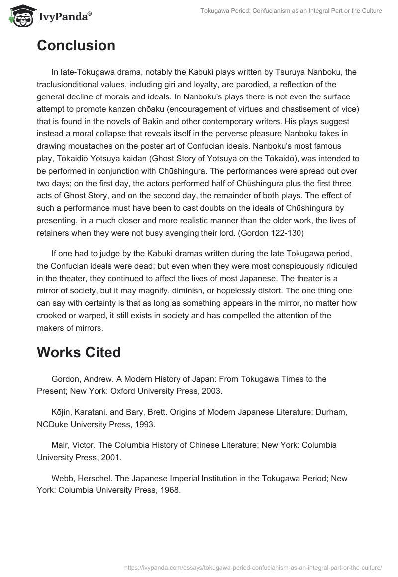 Tokugawa Period: Confucianism as an Integral Part or the Culture. Page 4