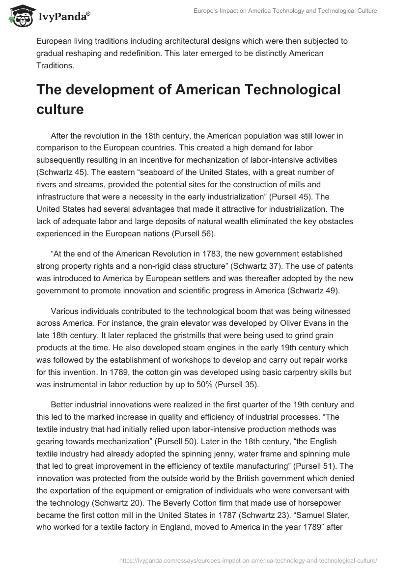 Europe’s Impact on America Technology and Technological Culture. Page 2