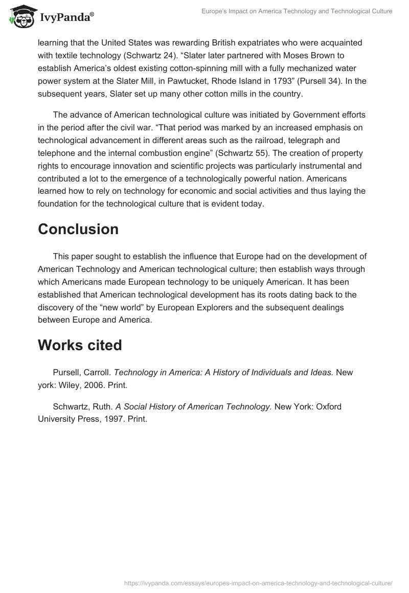 Europe’s Impact on America Technology and Technological Culture. Page 3