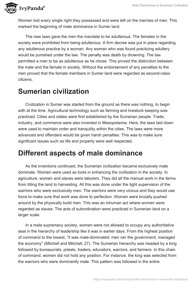 Male Dominance in Sumerian Civilization. Page 2
