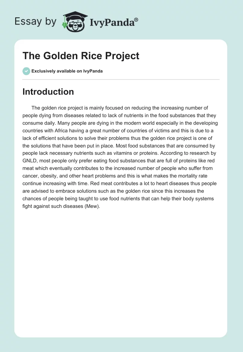 The Golden Rice Project. Page 1